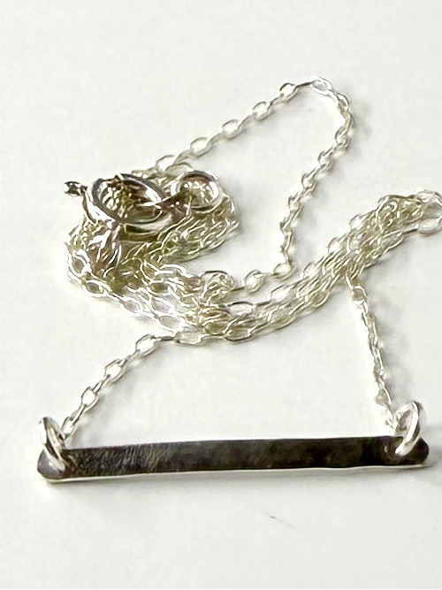 Hammered Bar Link Necklace, Sterling Silver Chain Layering Necklace